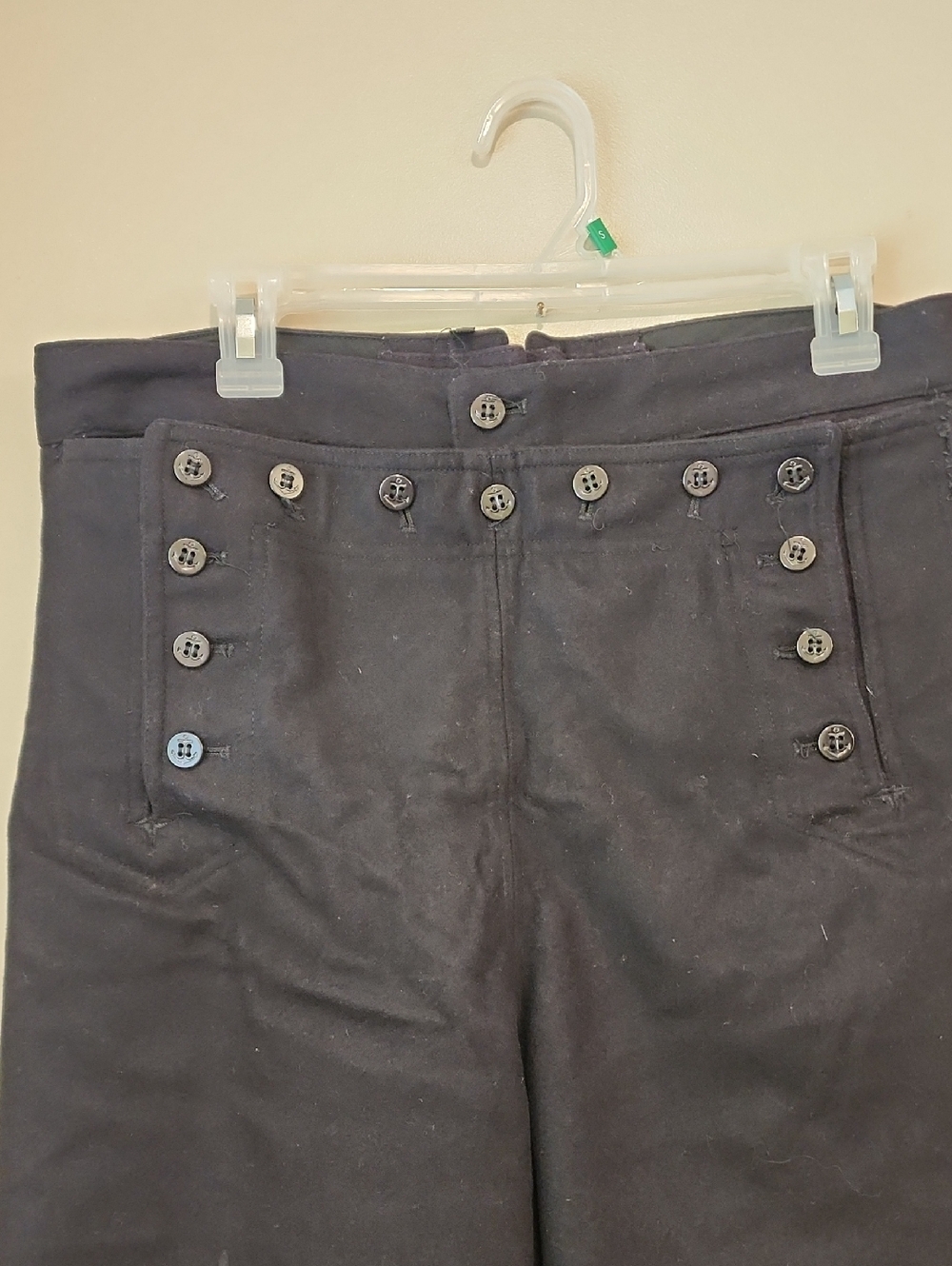 Vintage Vietnam Era US Navy Sailor Pants Wool Navy Anchor Buttons Men's size 34L - Picture 2 of 7